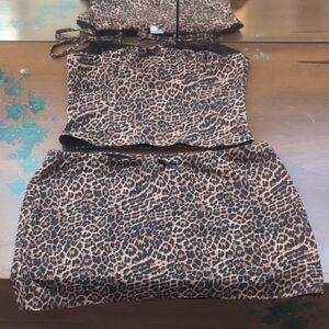 Edikted Leopard Print Top and Skirt Set